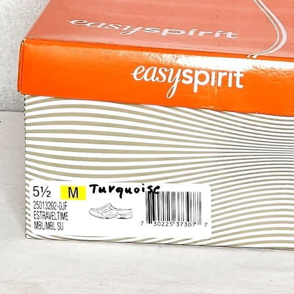 Easy Spirit Traveltime Mule Comfort Shoes Turquoise Leather Fabric - Picture 9 of 9